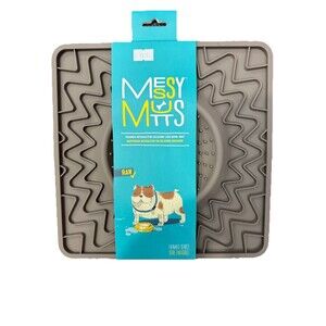 Messy Mutts Silicone Lick Mat Bowl Framed Interactive Slow Feeder RAW Gray